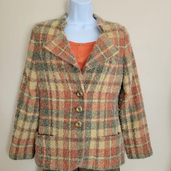 Vintage Valentino Boutique Plaid Mohair Jacket Blazer - Picture 1 of 8